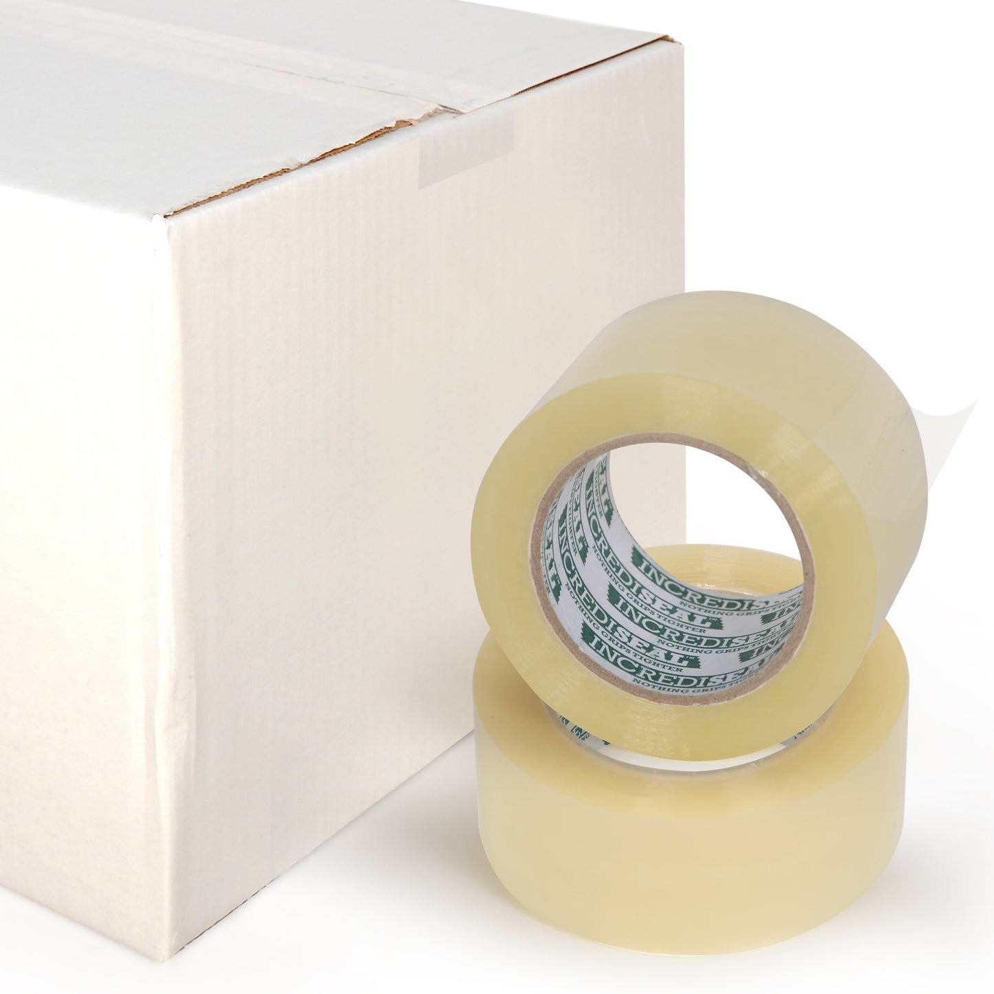 color: clear ~ size 3" ~ alt: IncrediSeal Clear Heavy Duty Packaging Packing Shipping Tape, 3 Inch x 110 Yards x 2.3 Mil (24 Rolls per Case)