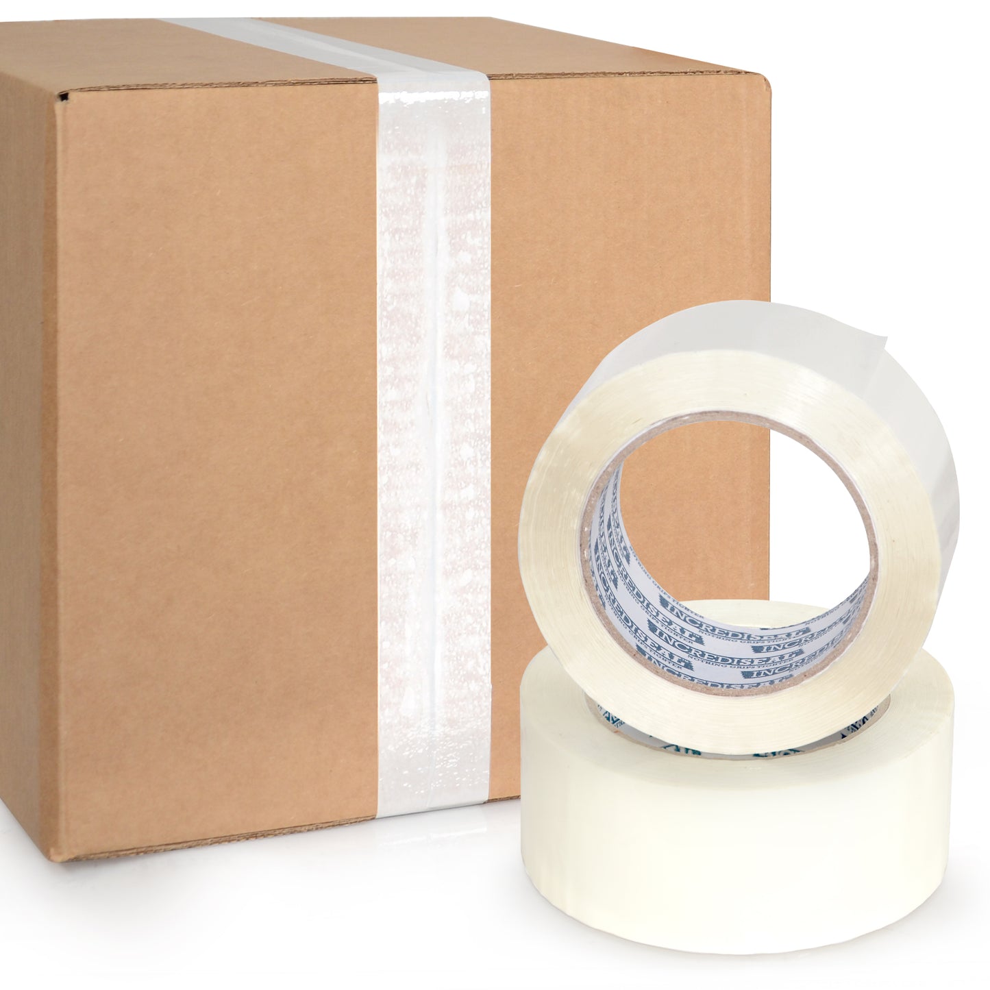 color: white ~ size 2" ~ alt: AT2-W3023 IncrediSeal ™ Polypro Packaging Tape, 2" x 110 yds, x 2.10 mil, White Packaging Tape, 36 rolls/case