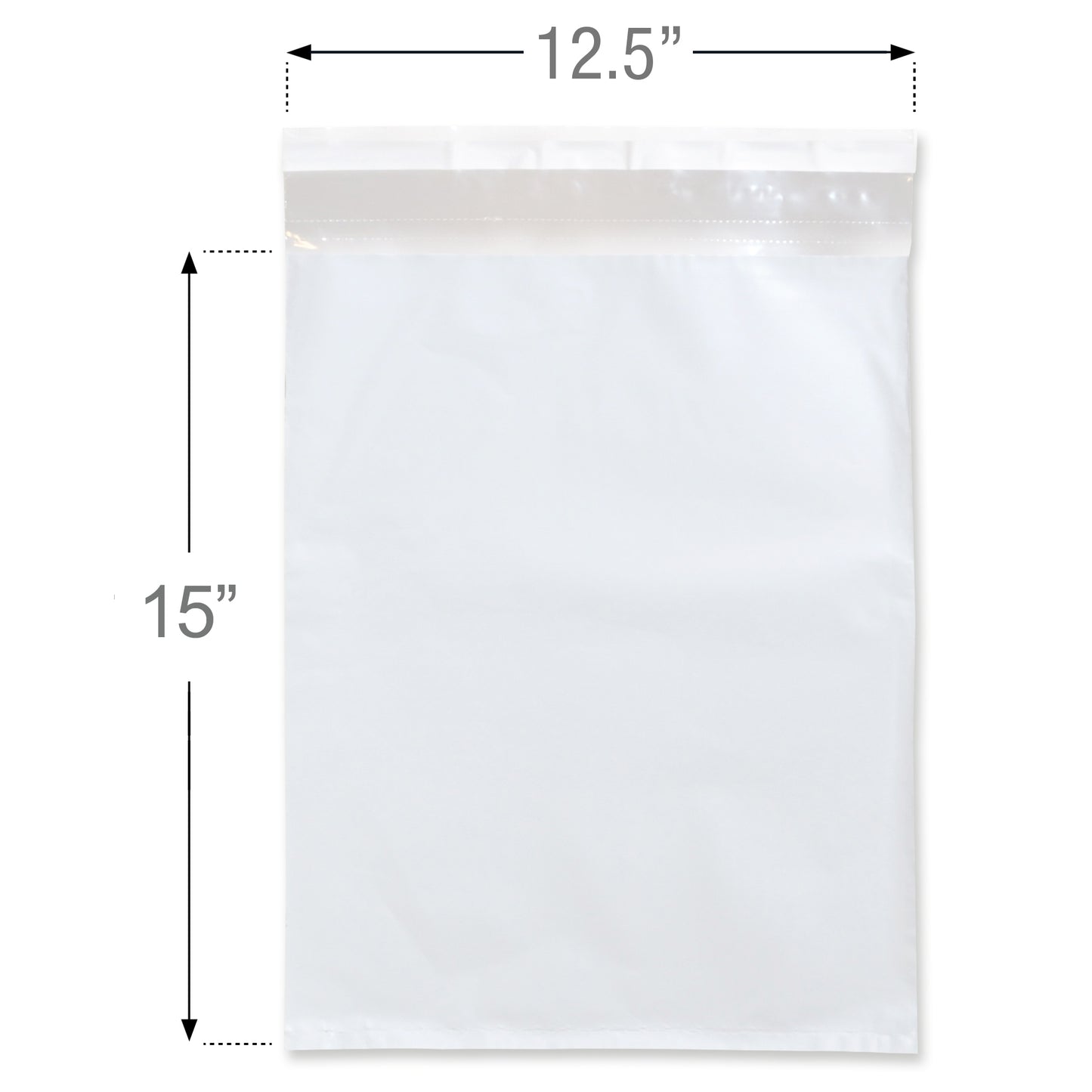 color: white ~ size 12.5" x 15" (1000 count) ~ alt: Plain Courier Bag (Lip and Tape Seal)