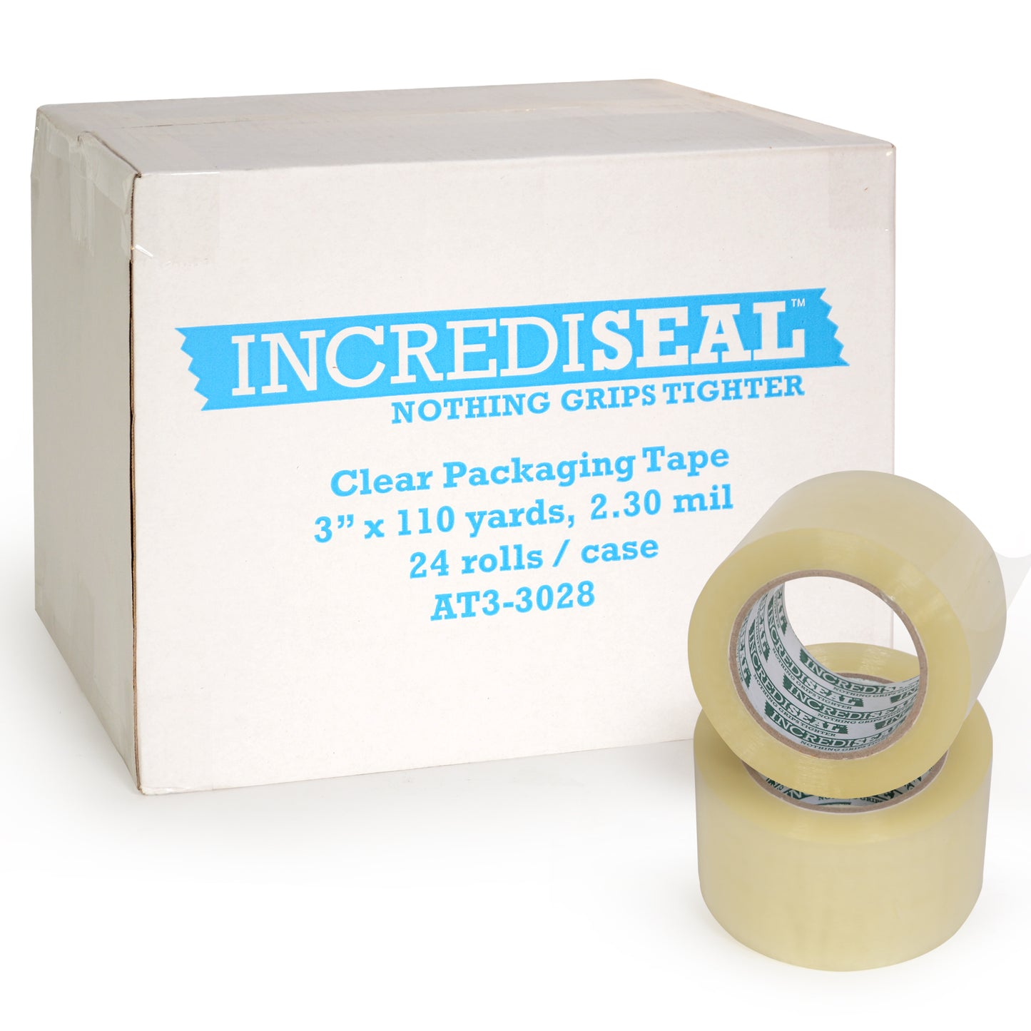 color: clear ~ size 3" ~ alt: IncrediSeal Clear Heavy Duty Packaging Packing Shipping Tape, 3 Inch x 110 Yards x 2.3 Mil (24 Rolls per Case)