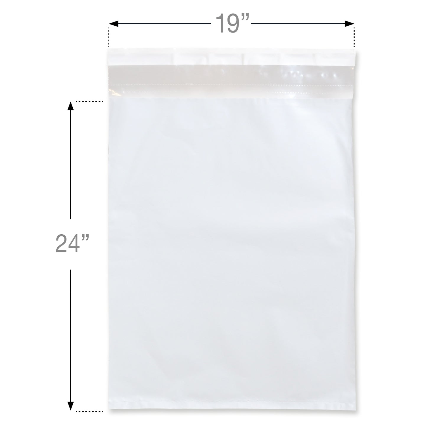 color: white ~ size 19" x 24 (125 count) ~ alt: Plain Courier Bag (Lip and Tape Seal)