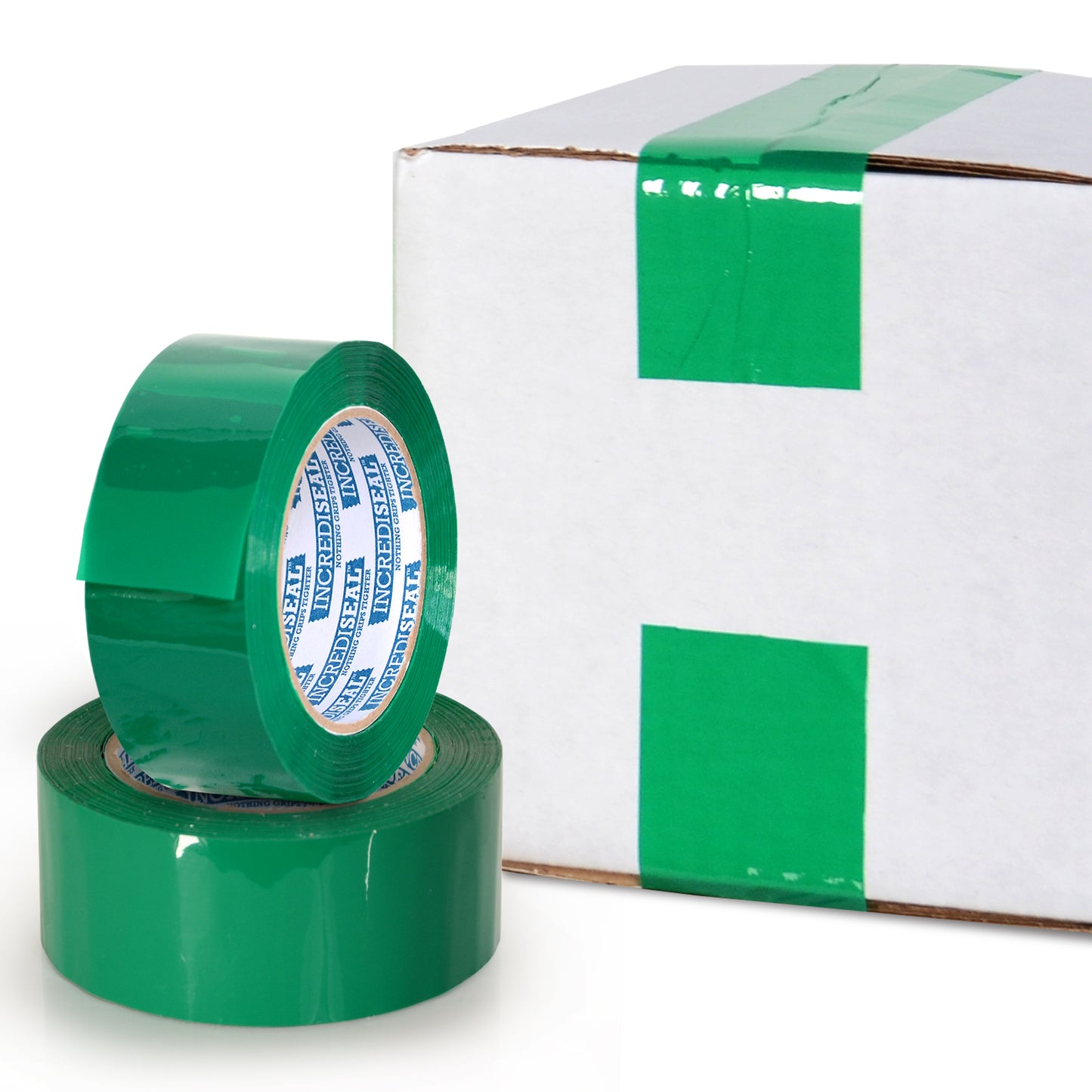 color: green ~ size 2" ~ alt: AT2-G3023 IncrediSeal Polypro Packaging Tape, 2" x 110 yds, x 2.10 mil, Green Packaging Tape, 36 rolls/case