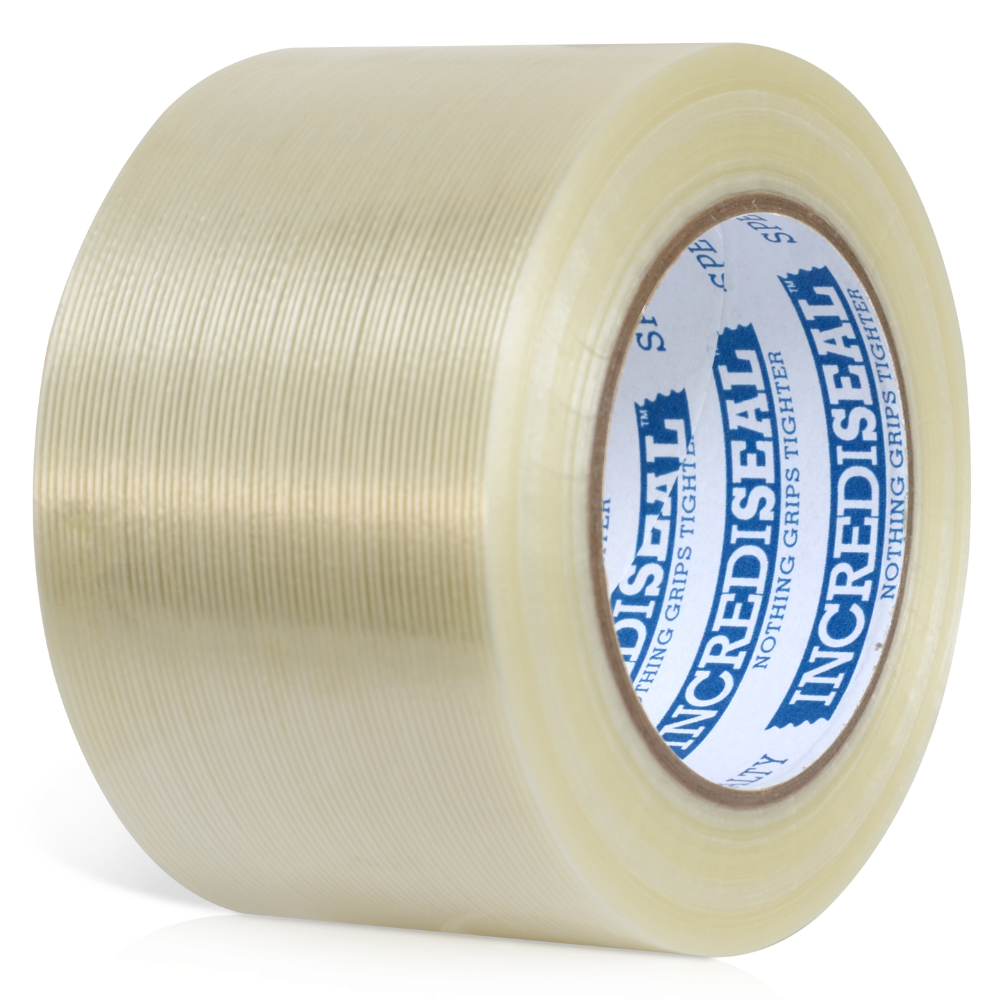 color: clear with filaments ~ alt: Custom Slit Filament Tape, 4.25 Mil, 60 Yards