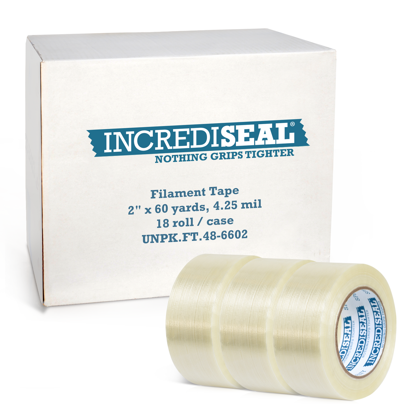 color: clear with filaments ~ alt: Filament Tape, 4.25 Mil, 60 Yards