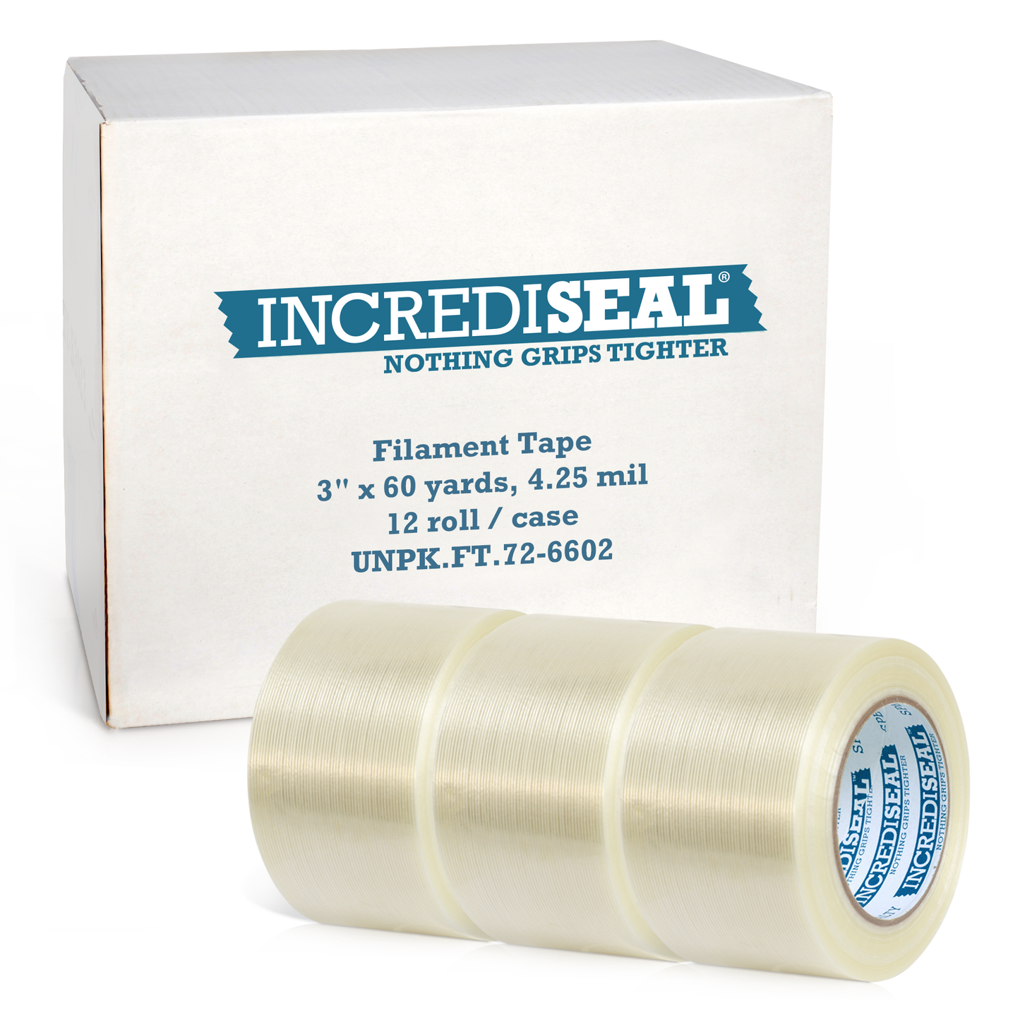 color: clear with filaments ~ alt: Filament Tape, 4.25 Mil, 60 Yards