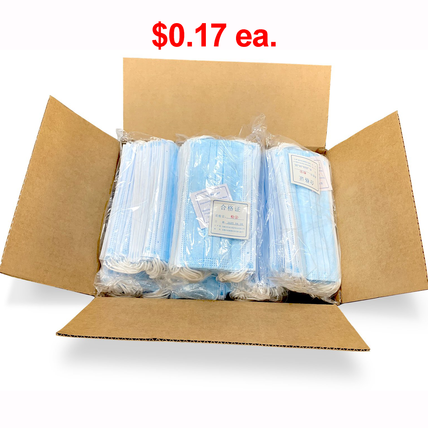 color: assorted ~ size 500 count ~ alt: 3-Ply Ear Loop Masks