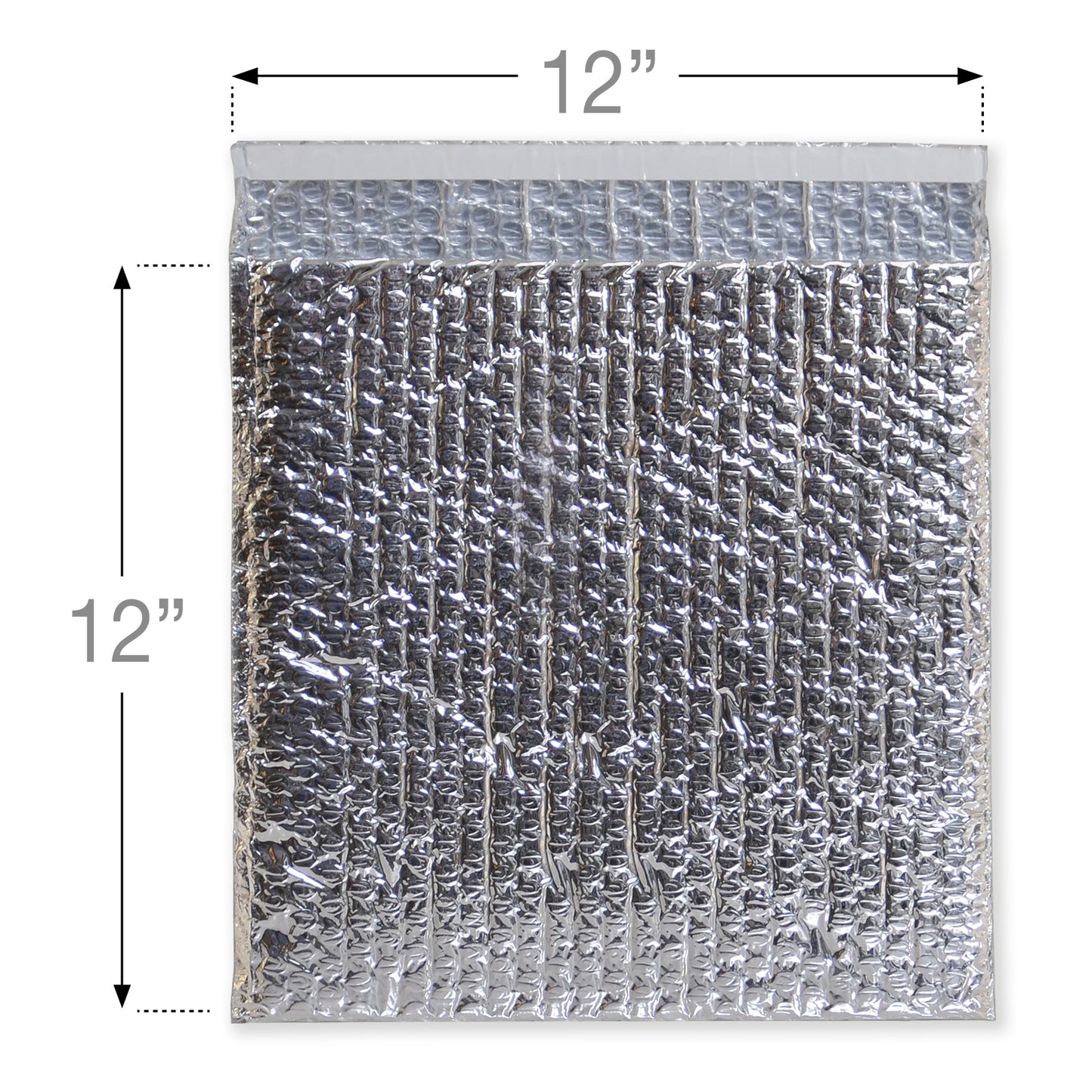 color: Silver ~ size 12" x 12" (75 count) ~ alt: Silver Metalic Bubble Mailer