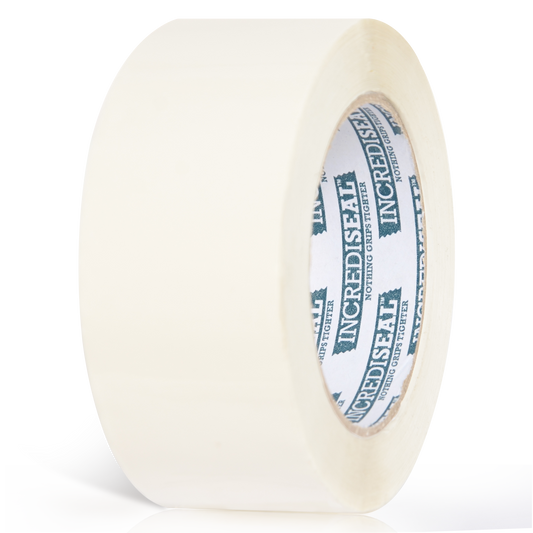 color: white ~ size 2" ~ alt: AT2-W3023 IncrediSeal ™ Polypro Packaging Tape, 2" x 110 yds, x 2.10 mil, White Packaging Tape, 36 rolls/case