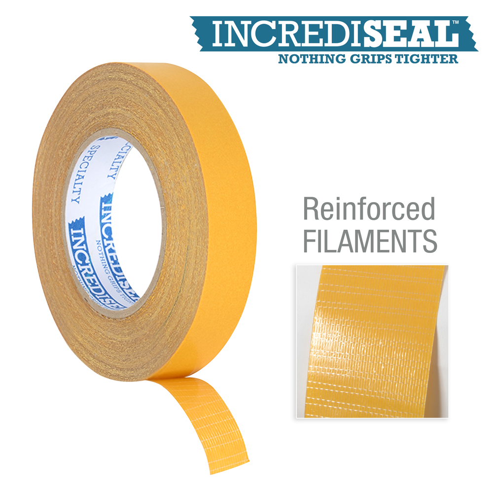 color: Clear with Filaments ~ alt: Strongest Double Sided Tape, Bi-Directional Filament, 9 Mil, 36 Yards
