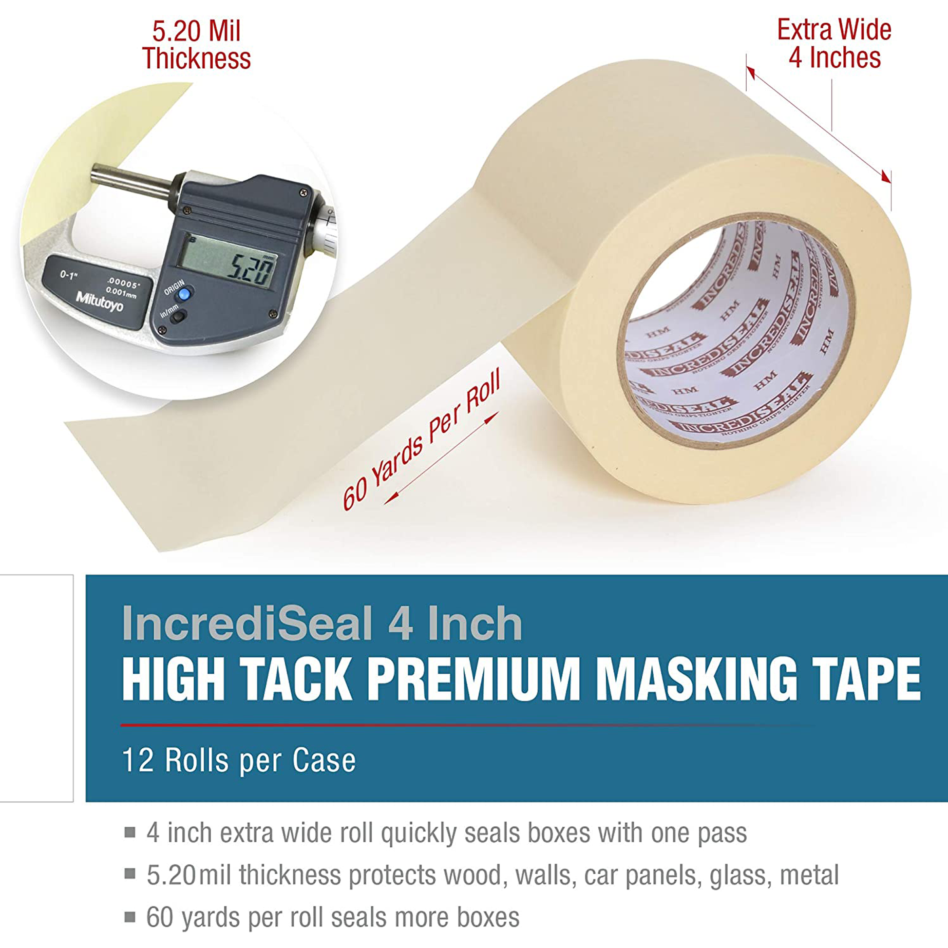 color: crepe ~ alt: Custom Slit Masking Tape, 60 Yards, Crepe