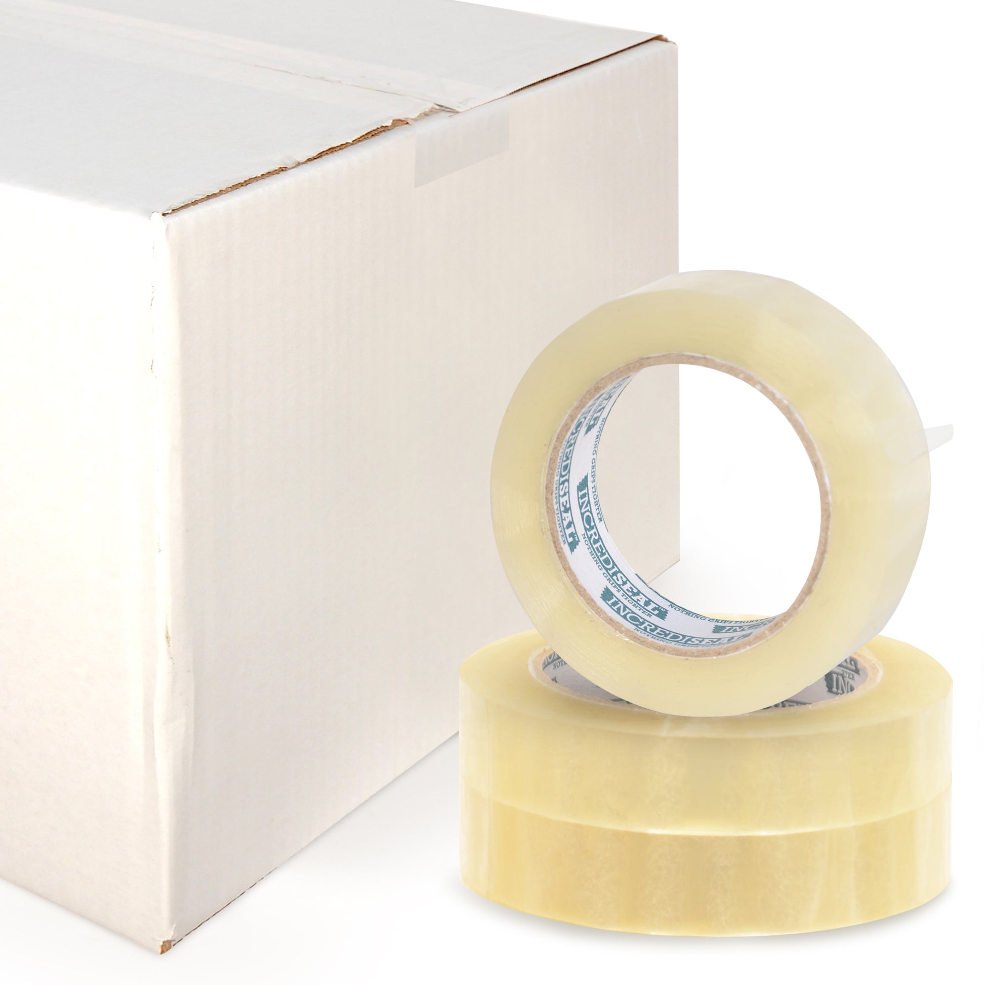 color: clear ~ size 1" ~ alt: AT1-2822 IncrediSeal ™ Polypro Strapping Tape, 1" x 110 yds, 1.95 mil, Clear, 72 rolls/case