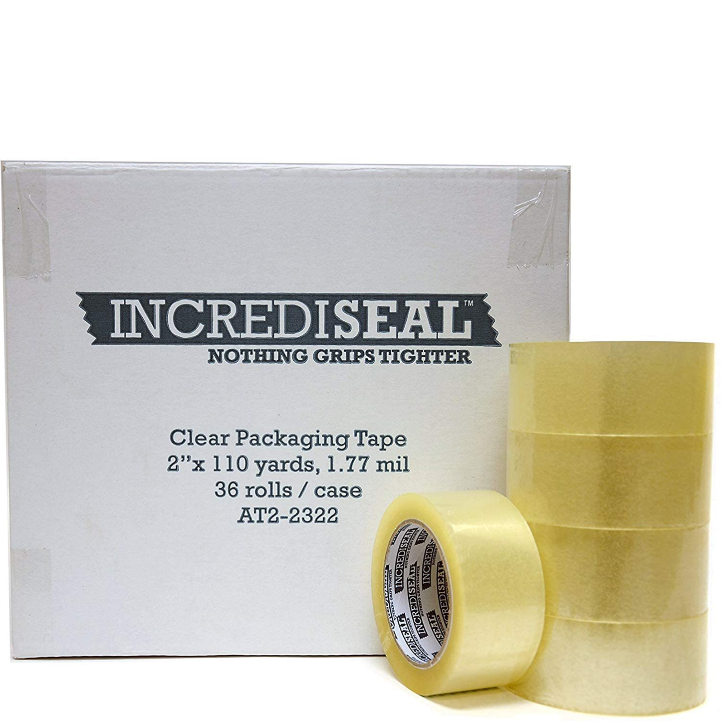 color: clear ~ size 2" ~ alt: IncrediSeal Clear Heavy Duty Packaging Packing Shipping Tape, 2 Inch x 110 Yards x 1.77 Mil (36 Rolls per Case)