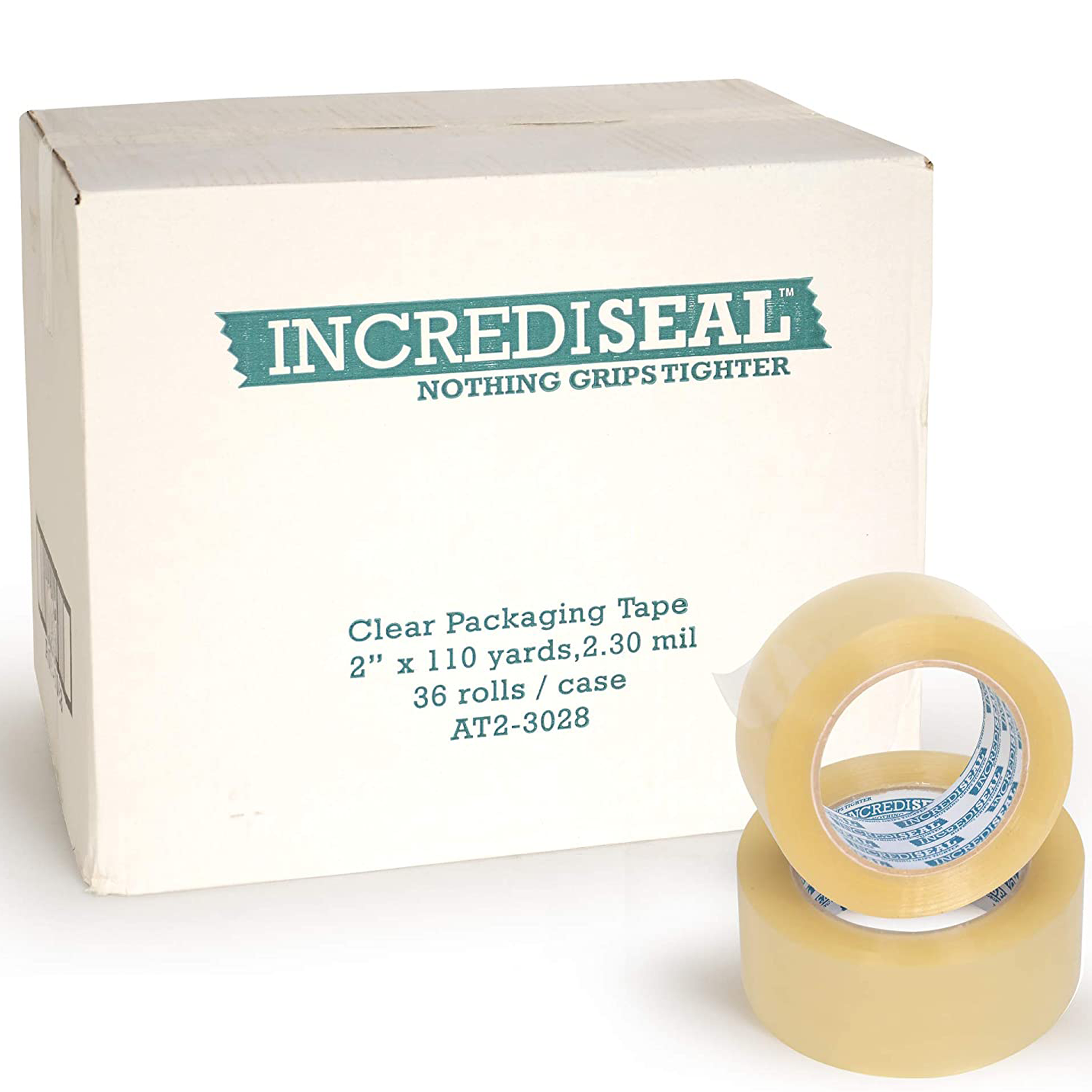 color: clear ~ size 2" ~ alt: AT2-3028 IncrediSeal ™ Polypro Packaging Tape, 2" x 110 yds, x 2.30 mil, Clear Hand Tape, 36 rolls/case