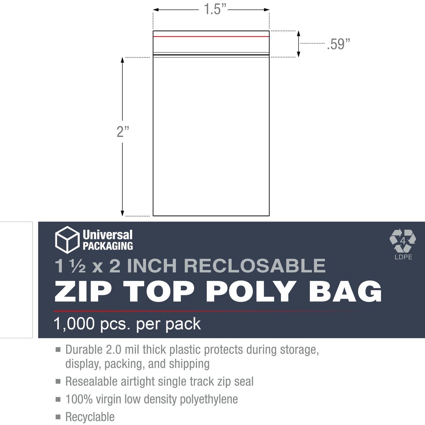color: clear ~ size 20" x 24" (500 count) ~ alt: Clear 2.0 mil Re-sealable Bags